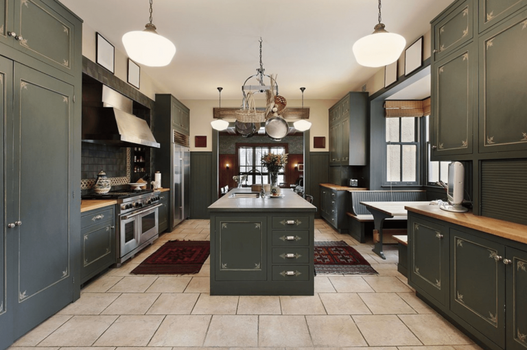 elegant kitchen with ceramic tile | Dolphin Carpet & Tile