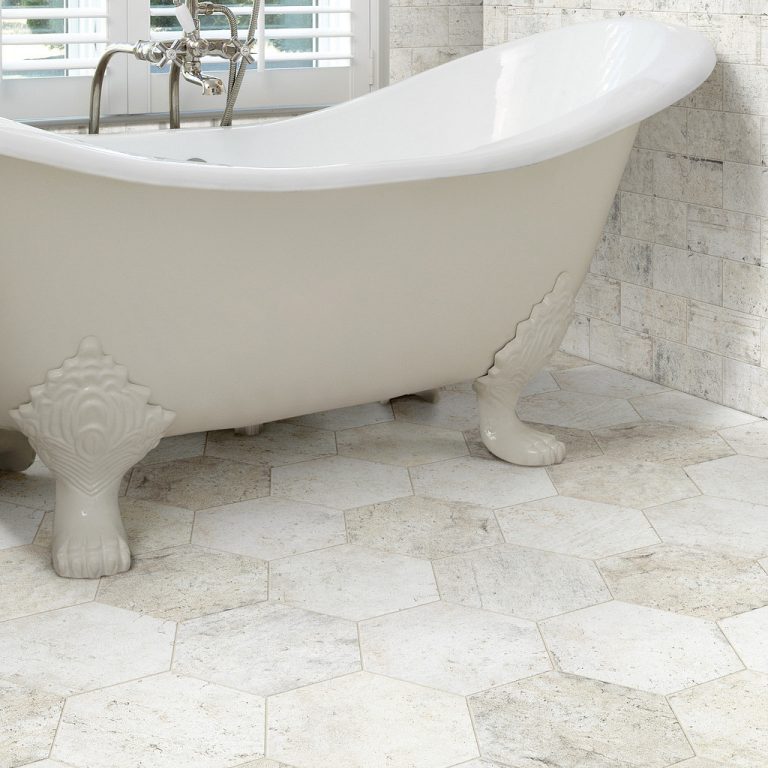 hexagon tile in bathroom