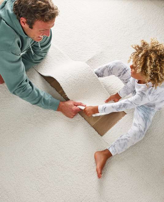 Etched-6E010-00101-Snowkissed-H-Rug-Model53 floorigami carpet tiles | Dolphin Carpet & Tile