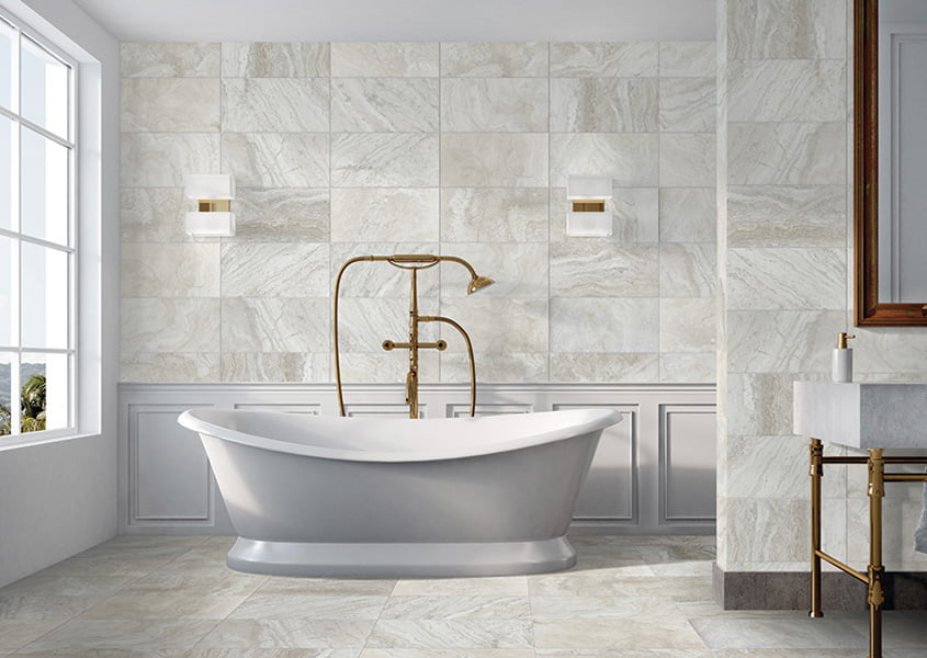 bianco-travertine-modern-collection-ft-2 stone flooring on wall and flooring | Dolphin Carpet & Tile